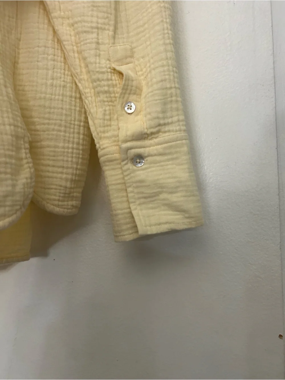 Magaschoni Butter Yellow Organic Cotton Gauze Oversized Button Down Boho XS